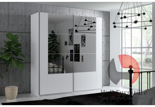 SANTIAGO, white + dark mirror w:250cm h:215cm d:65cm