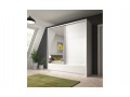 Aron I - Sliding Door Wardrobe 184cm with 2 drawers - White,  White Gloss+ Mirror