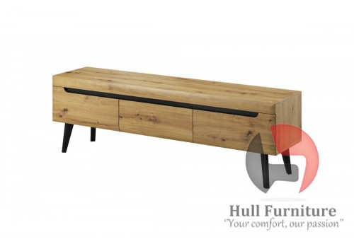 Adele - Tv unit - 160 / 50 / 40 cm, artisan oak + black trim