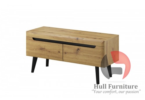 Adele - Tv unit - 107/ 50 / 40 cm, artisan oak + black trim