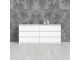 Nina - Wide Chest of 6 Drawers (3+3) in White High Gloss