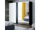 TITAN wardrobe 200cm, black/white gloss + large mirror + LED