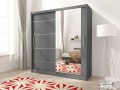 Maya I Alu - wardrobe 200cm, 1 large mirror, grey matt