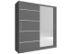 Maya I Alu wardrobe 200cm, 1 large mirror, grey matt