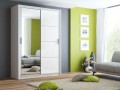 BRANDY wardrobe 150cm, white mat + white gloss + large mirror