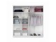 BRANDY wardrobe 200cm, white mat + black glass + large mirror