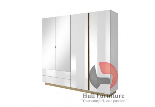 Ares - 4 Door 2 Drawer Mirrored Wardrobe, 220 cm x 202,4 cm x 54 cm