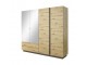 Ares - 4 Door 2 Drawer Mirrored Wardrobe, 220 cm x 202,4 cm x 54 cm, Oak + Grey