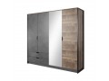 Arlo - oak sand grande / grey - 4 Door 2 Drawer Mirrored Wardrobe,  220cm  x 202,4 cm  x 56 cm,