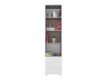 Simba - Bookcase, 45/ 190 / 40 cm - Concrete / White Lux / Oak  