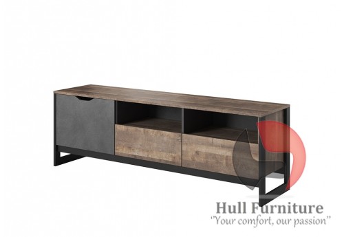 Arlo - TV Unit, Oak Sand Grande / Grey Concrete, 161 cm x 53 cm x 39.6 cm