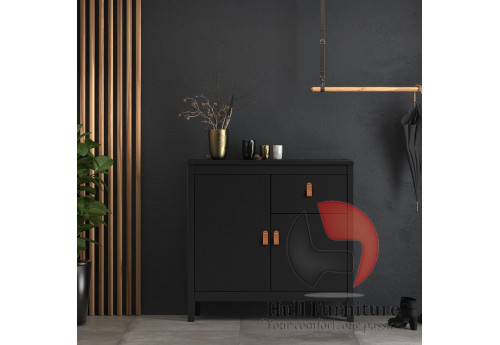 BARCELONA - Sideboard 2 doors + 1 drawer in Black. W 821 x H 797 x D 384 mm, FREE UK DELIVERY