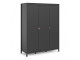 BARCELONA - Wardrobe with 3 doors in Black. W 1498 x H 1990 x D 584 mm, FREE UK DELIVERY