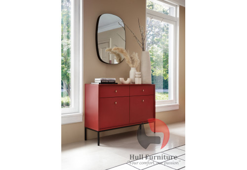 Molly Sideboard Burgundy Colour 104cm wide Black Metal Stand