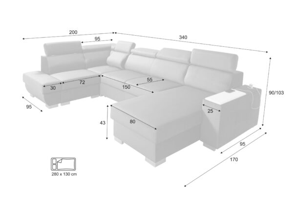 Cezan U-Shape Sofa Bed